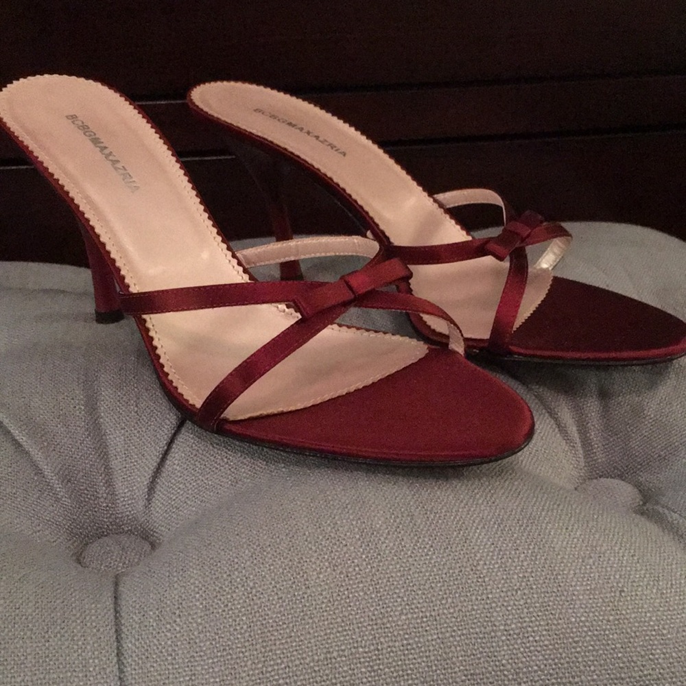 A cute pair of burgundy strappy heels!